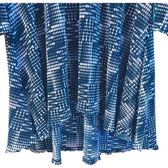ALFANI Accordion Pleated Cold Shoulder Tunic Top Women’s SIZE XXL Blue Polka Dot - Picture 4 of 11